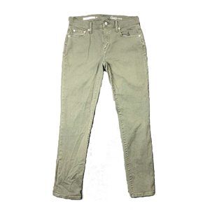 Gap 1969 Girlfriend Jeans Women's Size 25 Stretch Mid Rise Green Wash Denim EUC